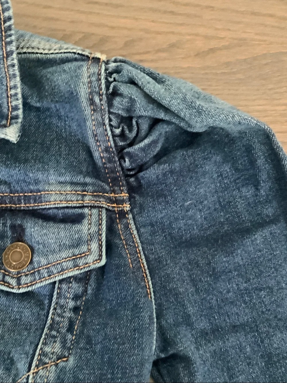 GAP Girls Large Blue Denim Jacket with Puff Shoulders